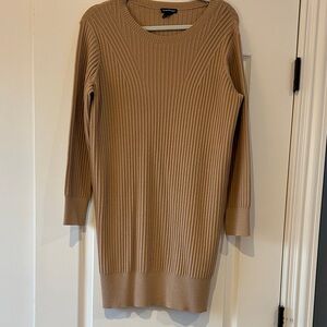 Club Monaco Ribbed Crewneck Sweater Dress — Camel/Tan size large